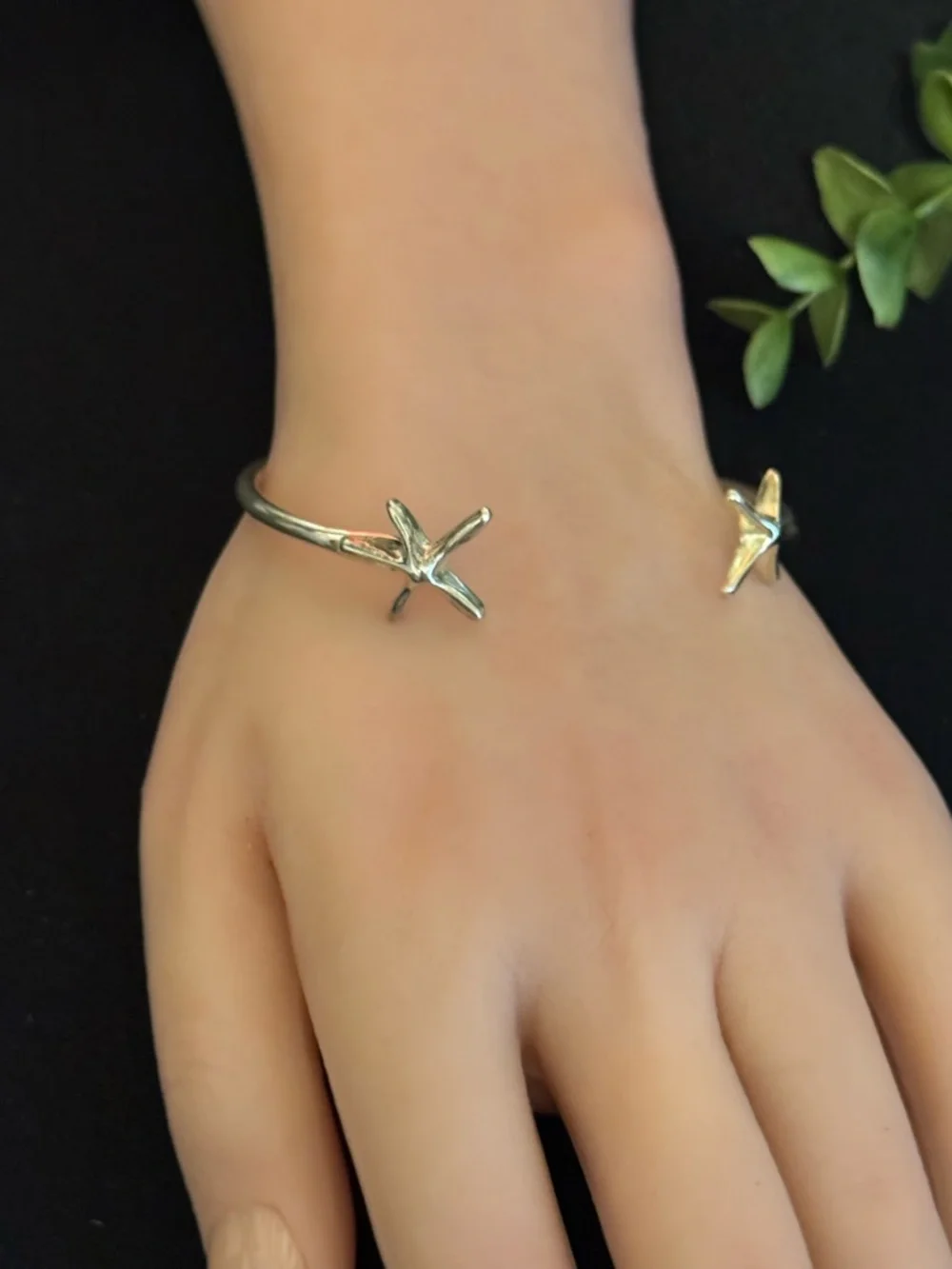 Sterling‎ Silver 925 Starfish Open Cuff Bracelet